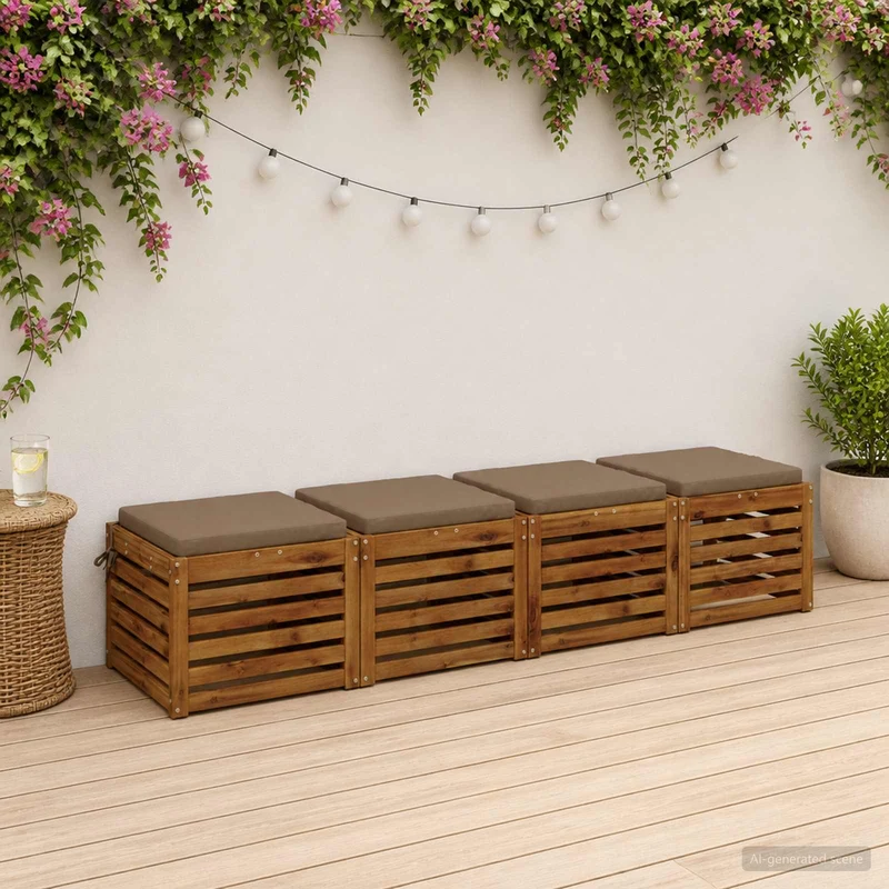 Seat Cushions SOEST 4 pcs 100% Polyester Taupe 40 x 40 x 5 cm