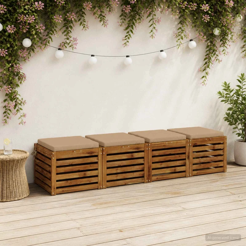 Seat Cushions SOEST 4 pcs 100% Polyester Sand 40 x 40 x 5 cm