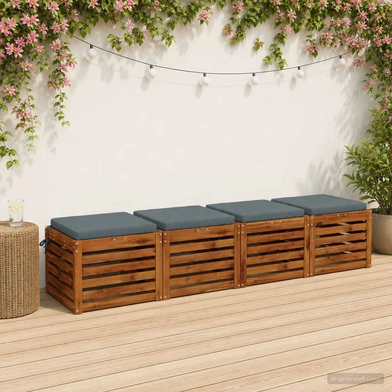 Seat Cushions SOEST 4 pcs 100% Polyester Blue 40 x 40 x 5 cm