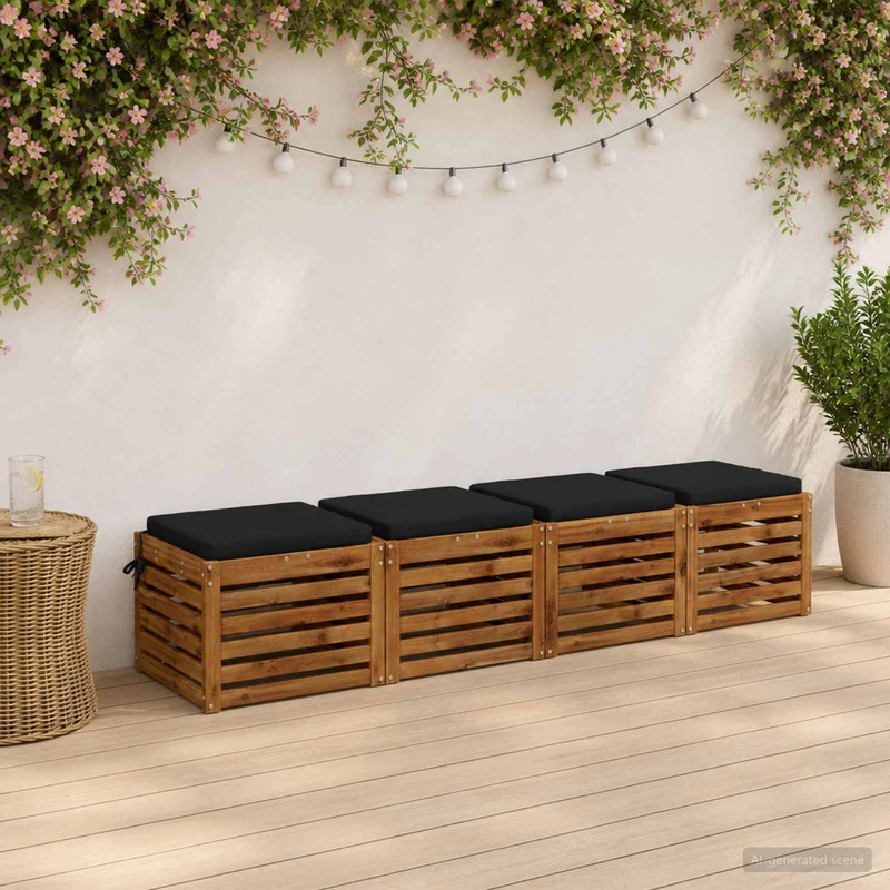 Seat Cushions SOEST 4 pcs 100% Polyester Black 40 x 40 x 5 cm