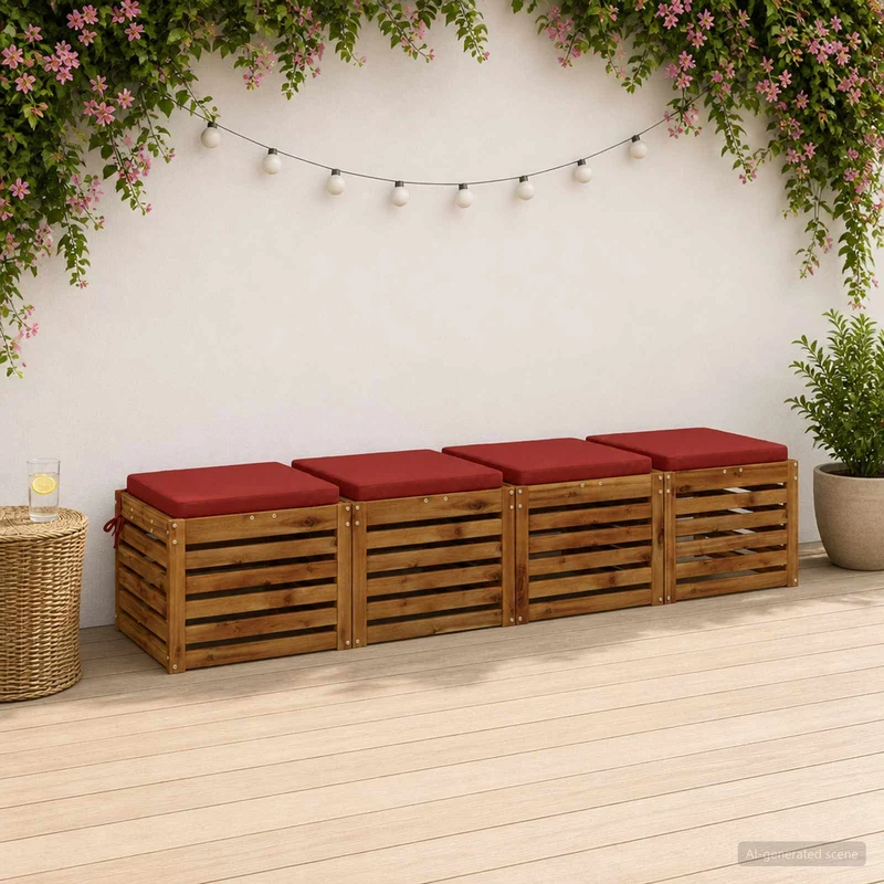 Seat Cushions SOEST 4 pcs 100% Polyester Red 40 x 40 x 5 cm