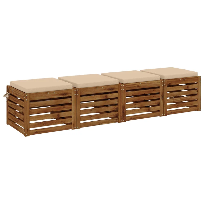 Seat Cushions SOEST 4 pcs 100% Polyester Cream 40 x 40 x 5 cm
