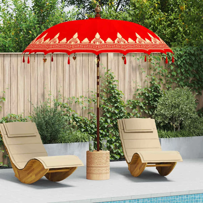 Balinese Parasol Red 215 x 215 x 260 cm Cotton and solid wood