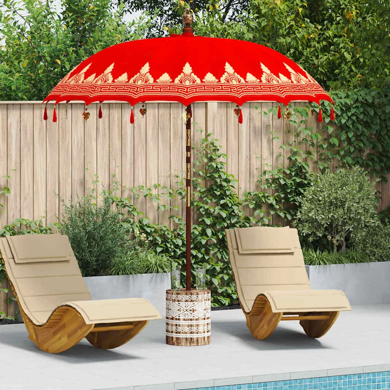 Balinese Parasol Red 215 x 215 x 260 cm Cotton and solid wood