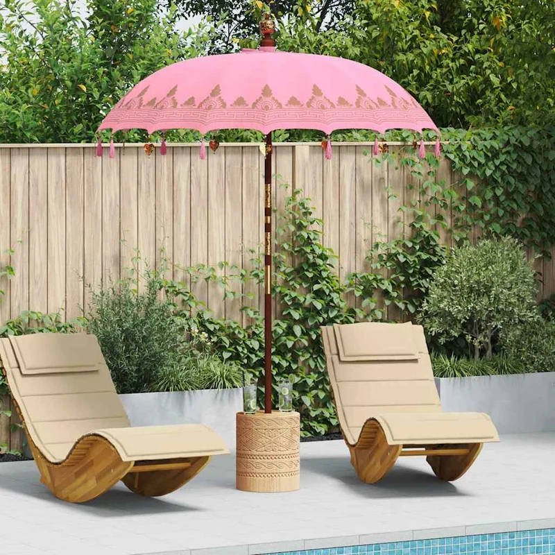 Balinese Parasol with Base Ø 180-190 cm Pink