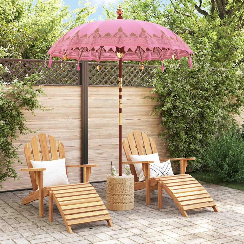 Balinese Parasol with Base Ø 180-190 cm Pink
