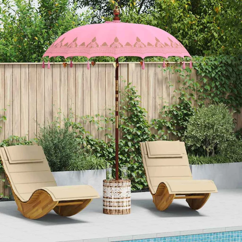 Balinese Parasol with Base Ø 180-190 cm Pink