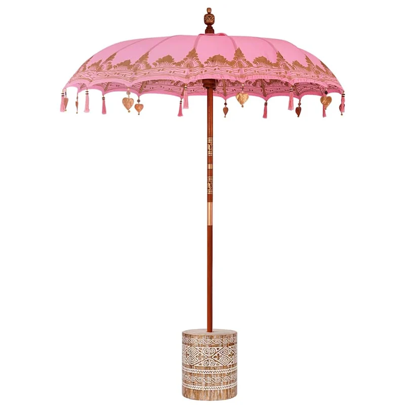 Balinese Parasol with Base Ø 180-190 cm Pink