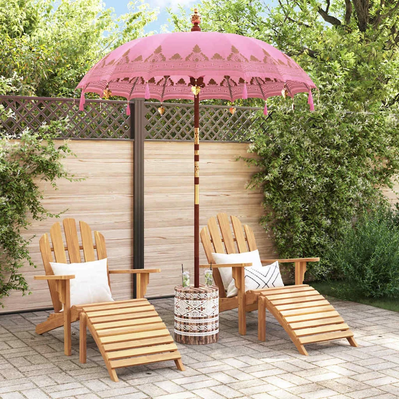 Balinese Parasol with Base Ø 180-190 cm Pink