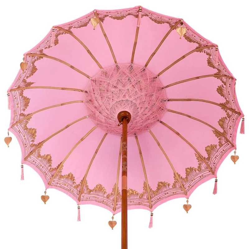 Balinese Parasol with Base Ø 180-190 cm Pink