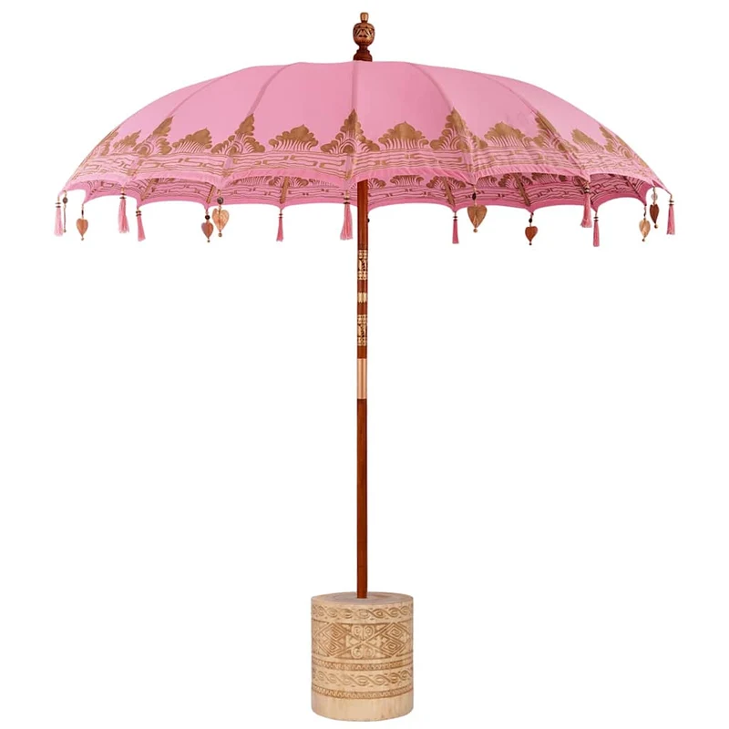 Balinese Parasol with Base Ø 210-220 cm Pink