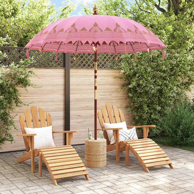 Balinese Parasol with Base Ø 210-220 cm Pink