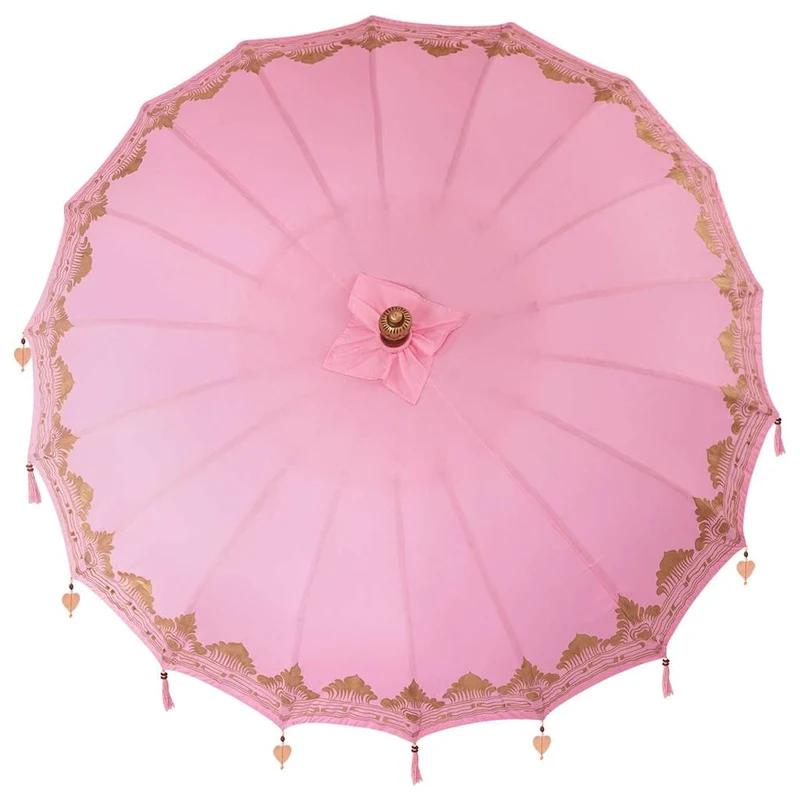 Balinese Parasol with Base Ø 210-220 cm Pink