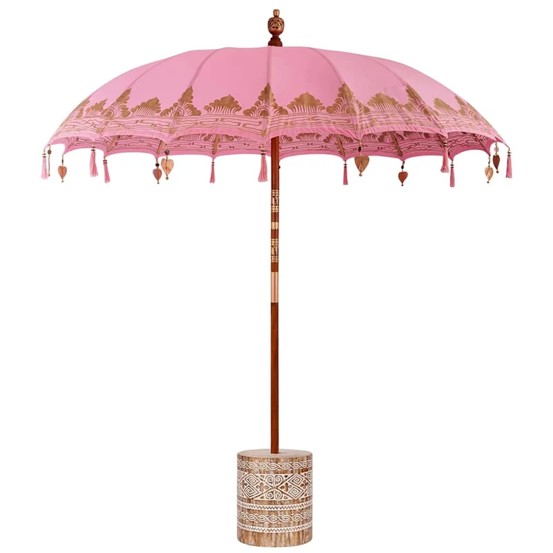 Balinese Parasol with Base Ø 210-220 cm Pink