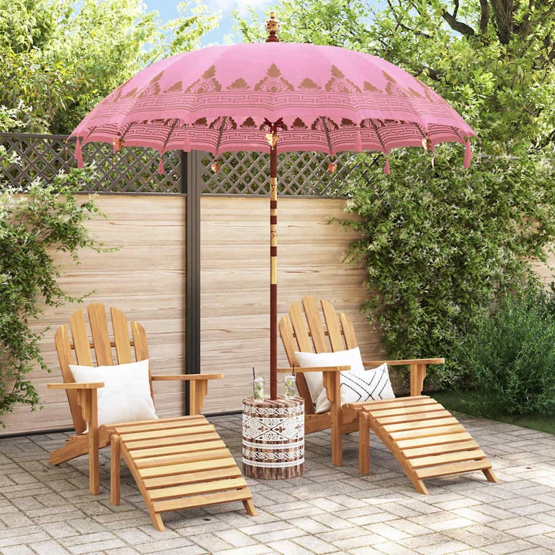 Balinese Parasol with Base Ø 210-220 cm Pink