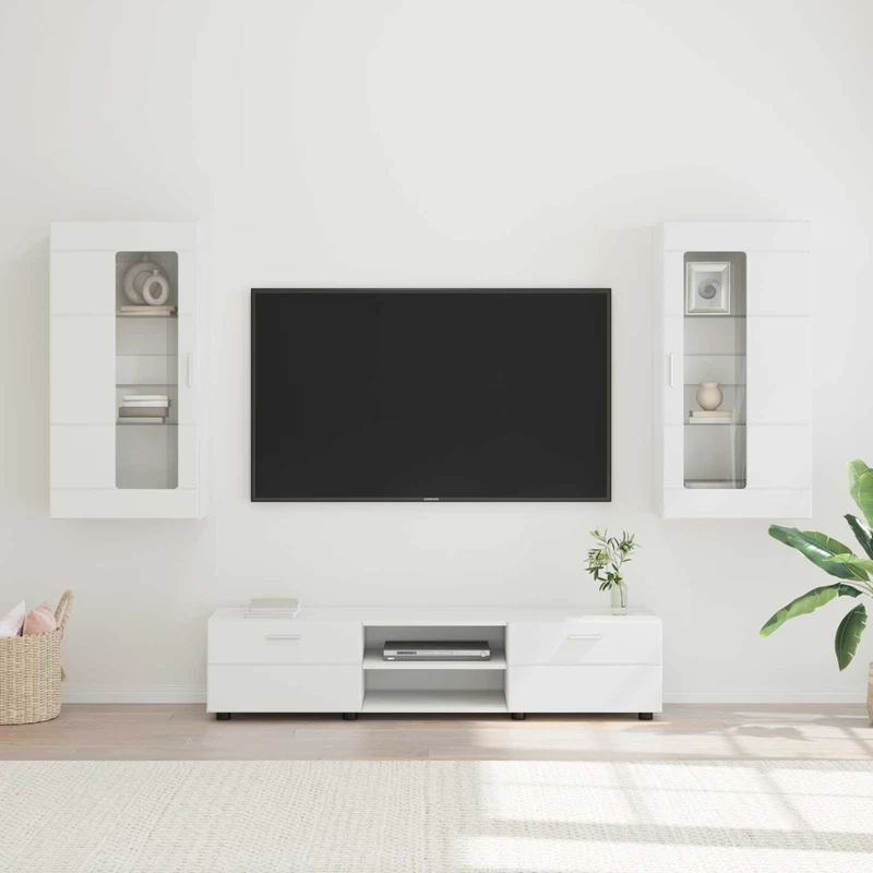 TV Cabinet Set FLORIN 3 pcs White Engineered Wood