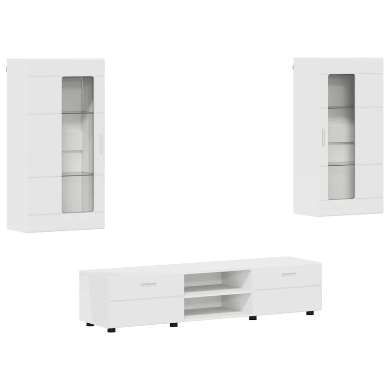 TV Cabinet Set FLORIN 3 pcs White Engineered Wood