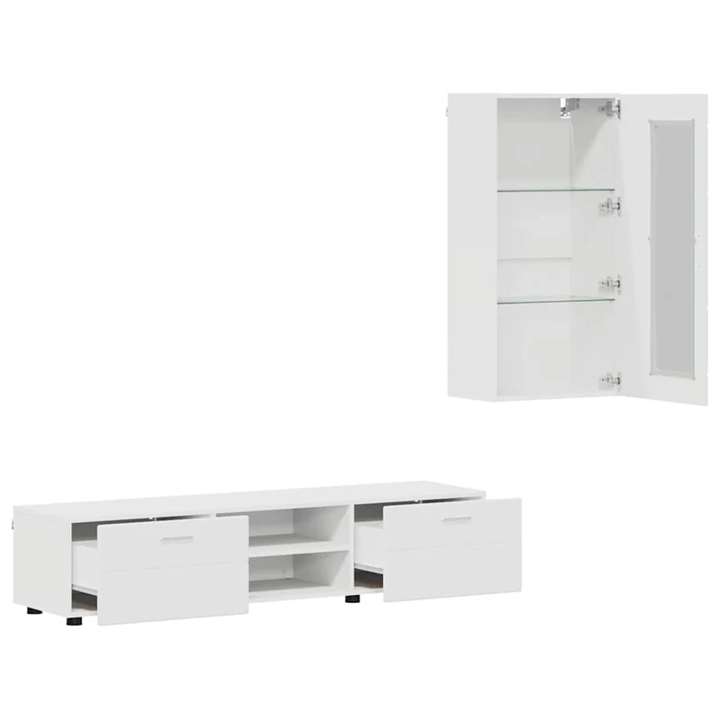 TV Cabinet Set FLORIN 3 pcs White Engineered Wood