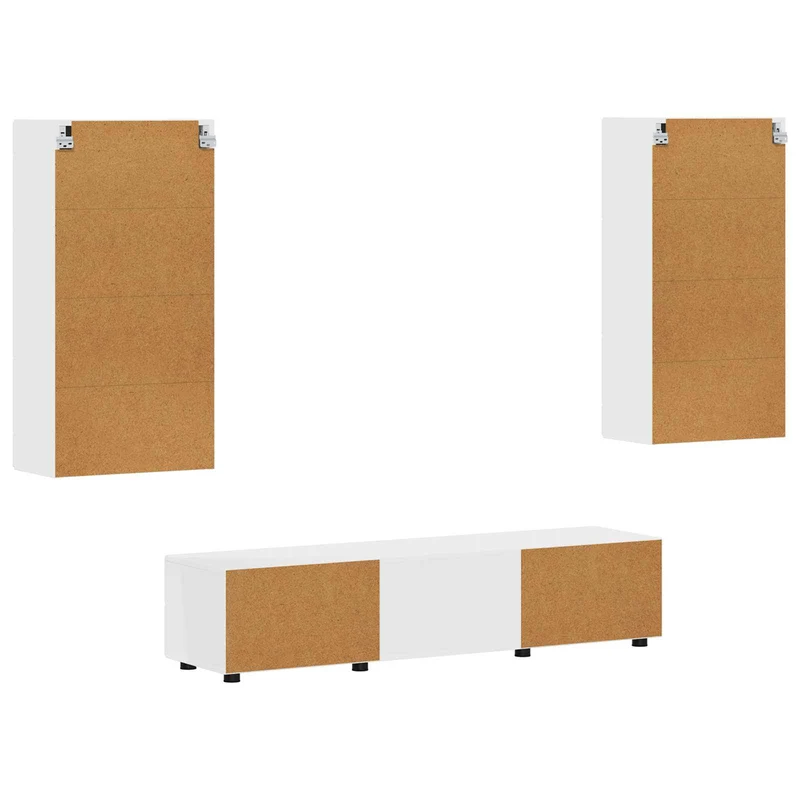 TV Cabinet Set FLORIN 3 pcs White Engineered Wood