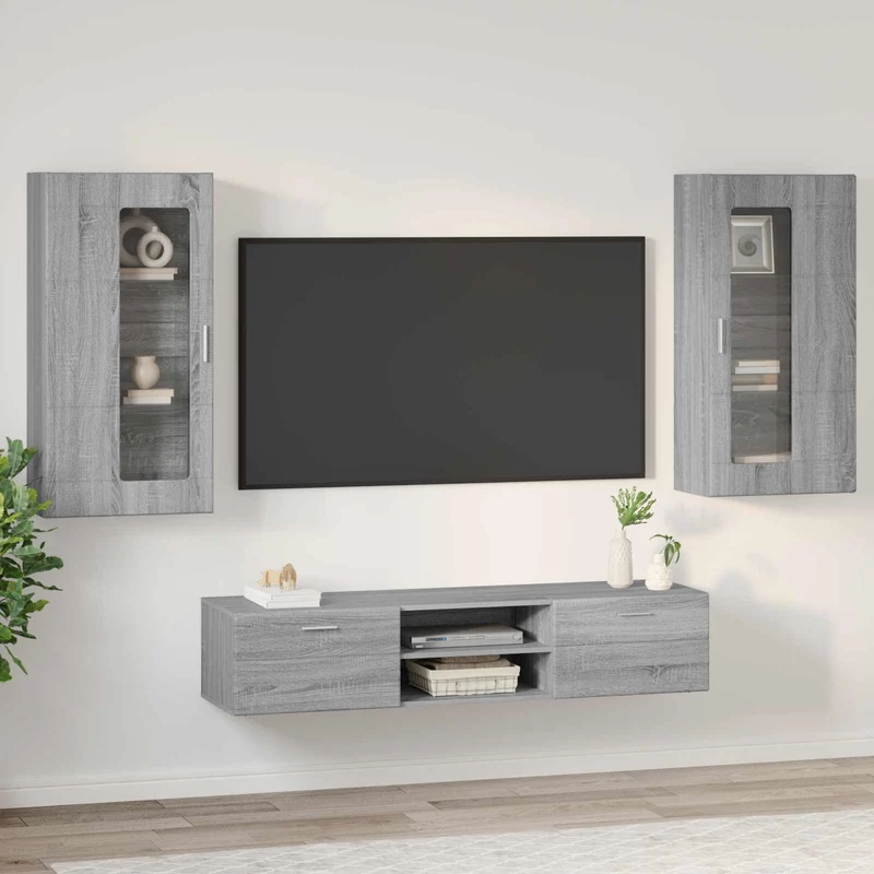 TV Cabinet Set FLORIN 3 pcs Grey Sonoma Engineered Wood