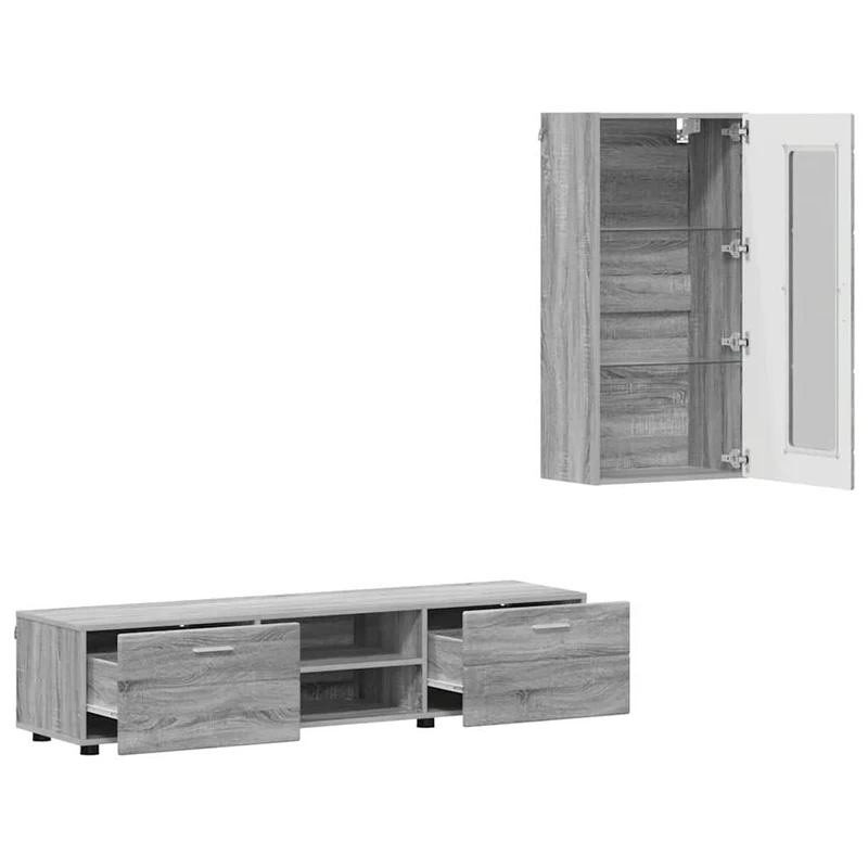 TV Cabinet Set FLORIN 3 pcs Grey Sonoma Engineered Wood