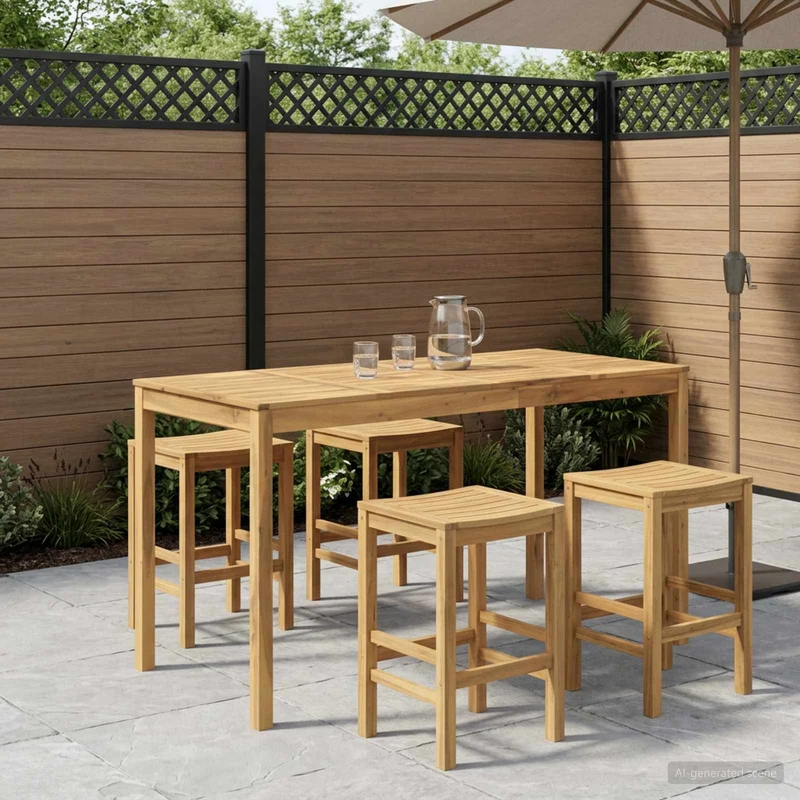 Garden Bar Table Whitewash 196 x 80.5 x 105 cm