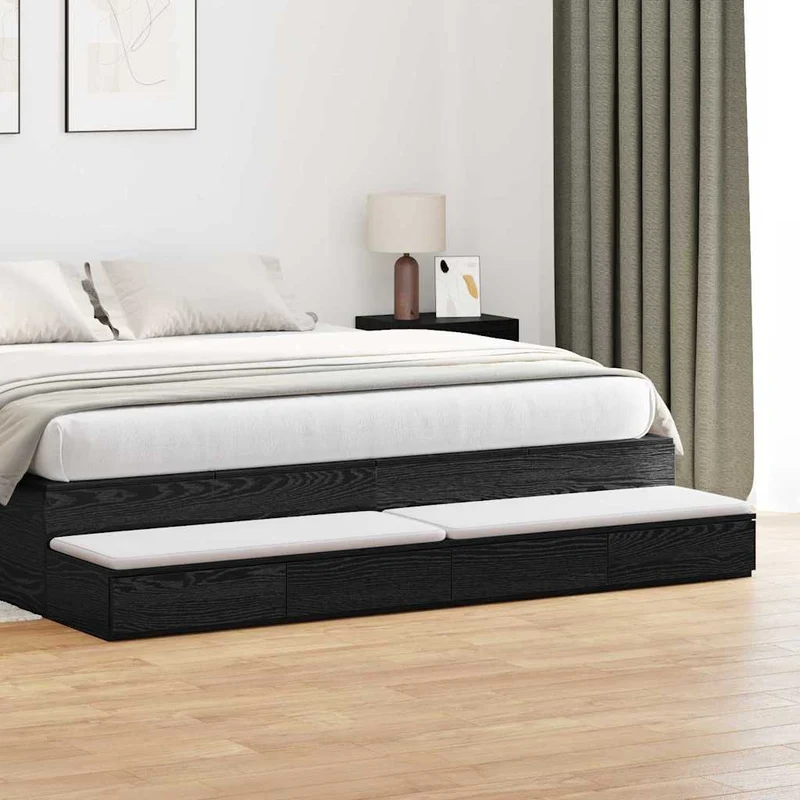 Bed Drawers Black Oak 180 x 36.5 x 16.5 cm Engineered Wood
