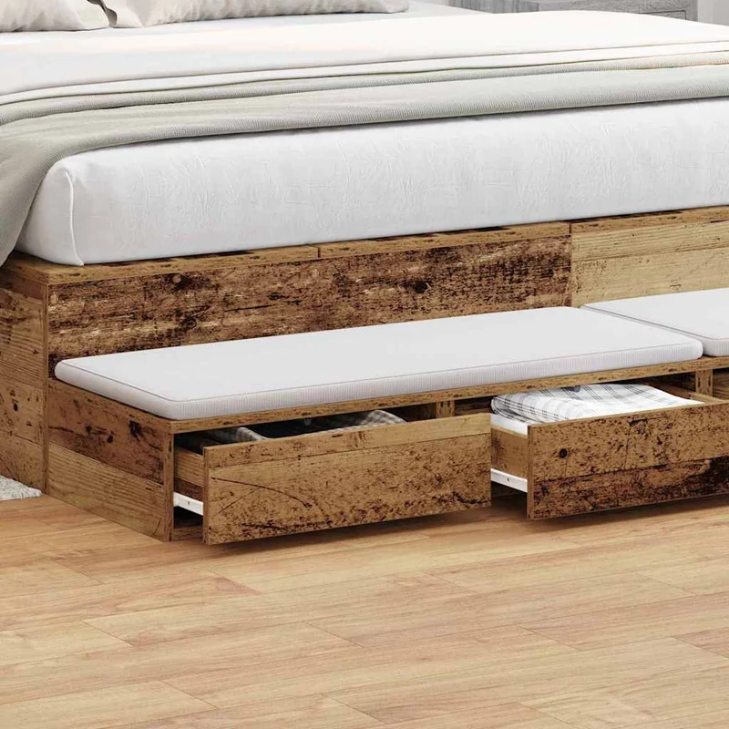 Bed Drawers Old Wood 180 x 36.5 x 16.5 cm Engineered Wood