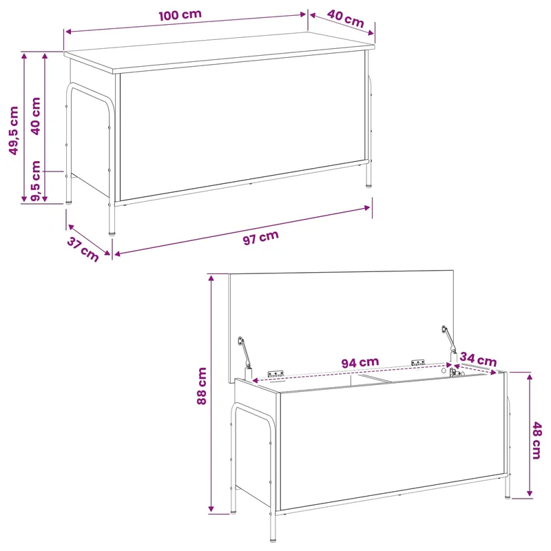 Storage Box Artisan Oak 100 x 40 x 49.5 cm Engineered Wood