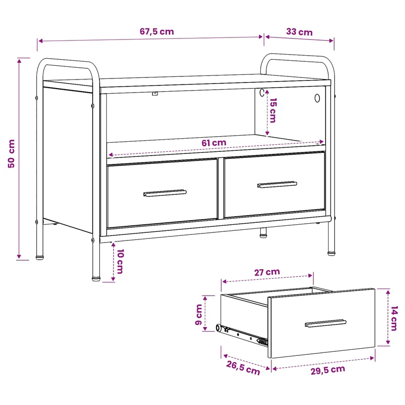 TV Cabinet 67.5 x 33 x 50 cm Grey Sonoma Engineered Wood