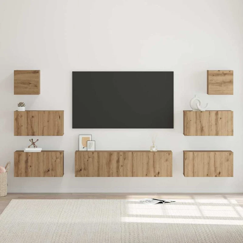 TV Cabinet Set 8 pcs Artisan Oak Engineered Wood