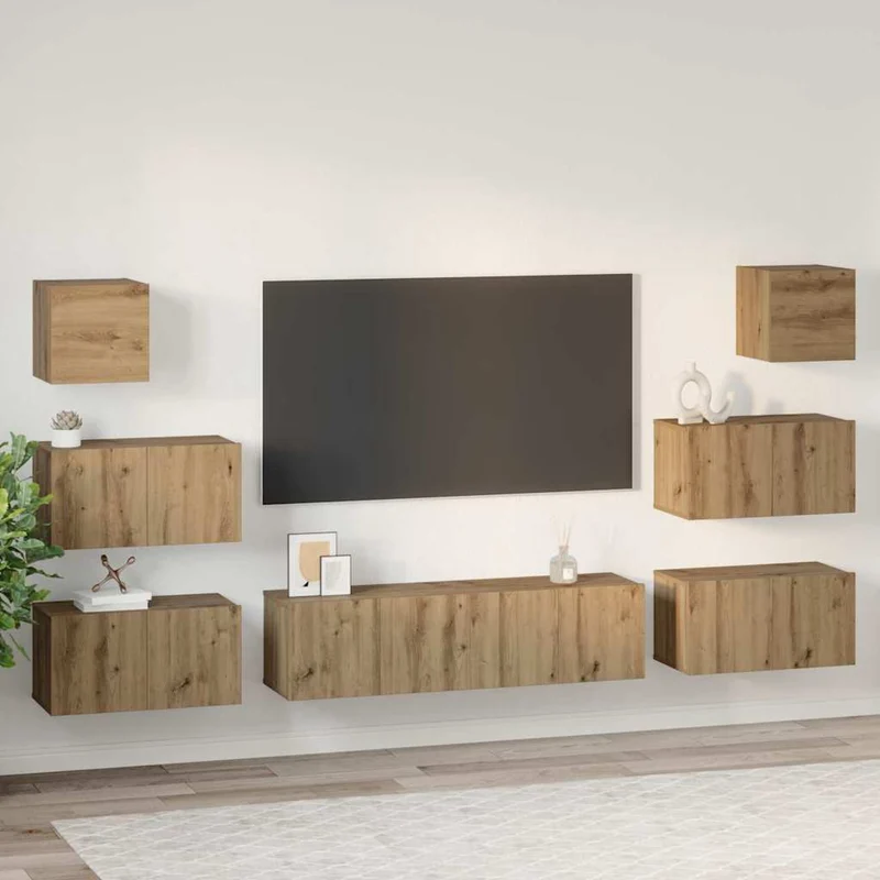 TV Cabinet Set 8 pcs Artisan Oak Engineered Wood