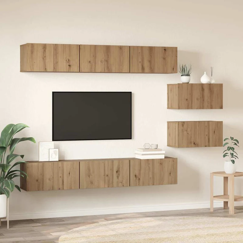 TV Cabinet Set 8 pcs Artisan Oak Engineered Wood