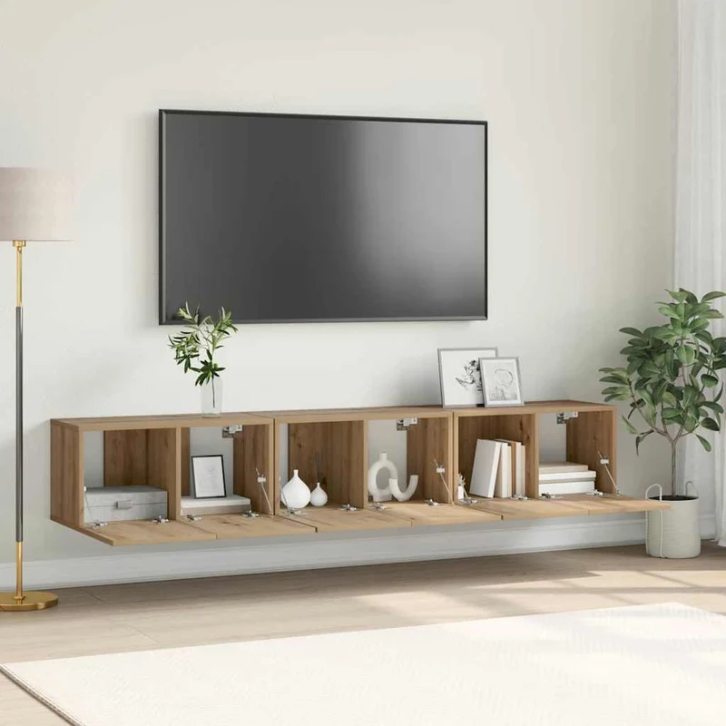 TV Cabinet Set 3 pcs Brown Engineered Wood