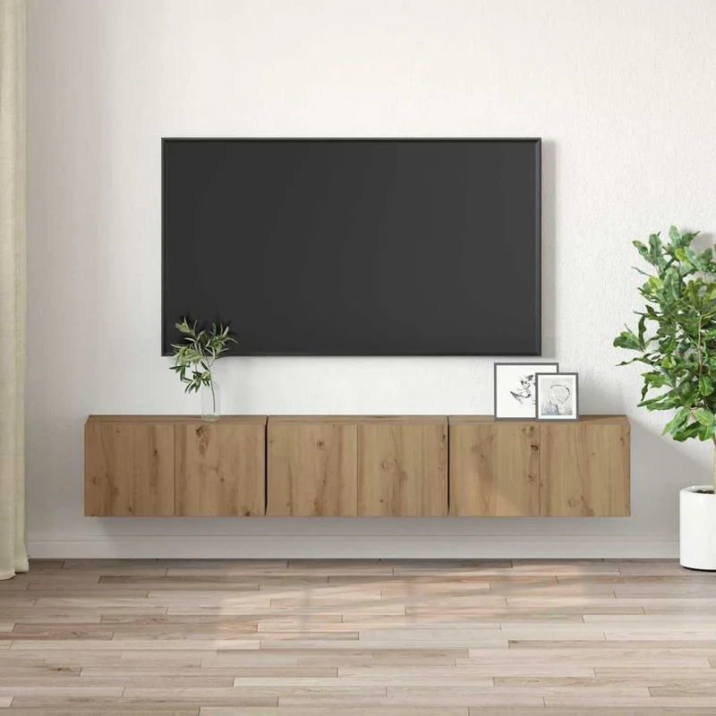 TV Cabinet Set 3 pcs Brown Engineered Wood
