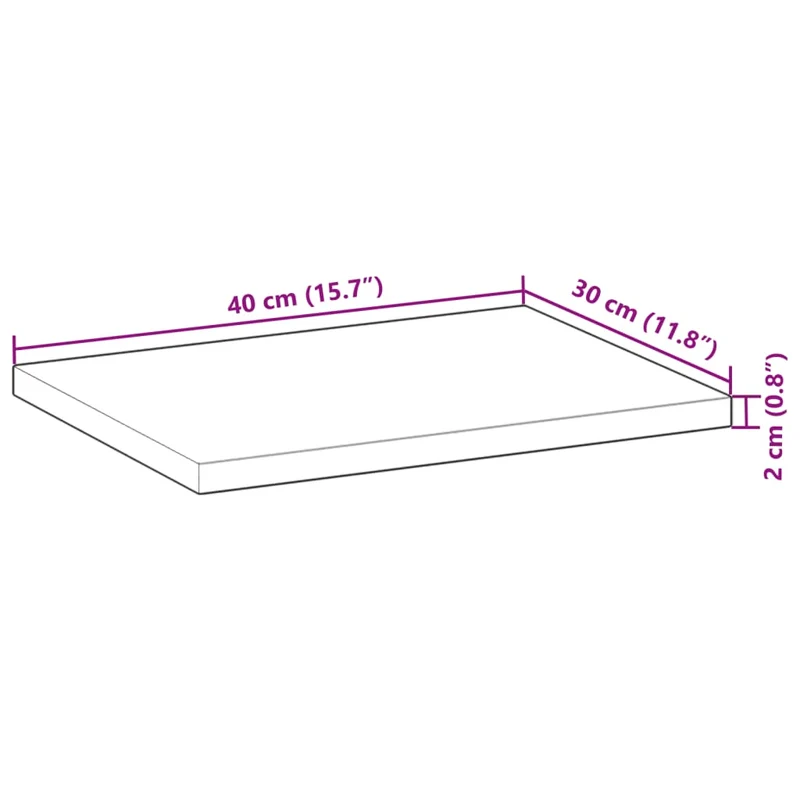 Table Top Rectangular 40x30x2 cm Solid Wood Acacia