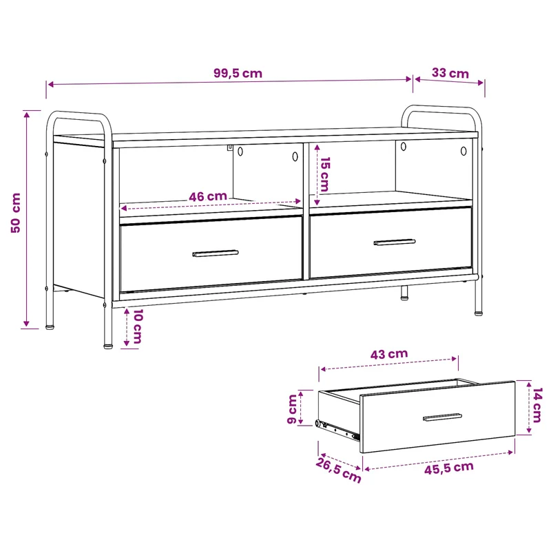 TV Cabinet 99.5 x 33 x 50 cm Sonoma Oak Engineered Wood