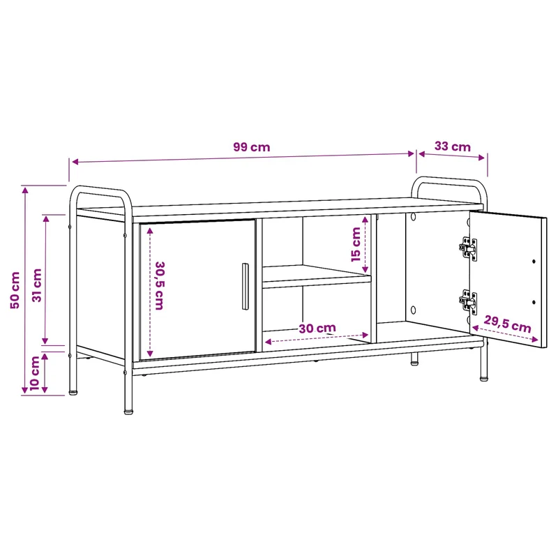 TV Cabinet 99 x 33 x 50 cm Grey Sonoma Engineered Wood