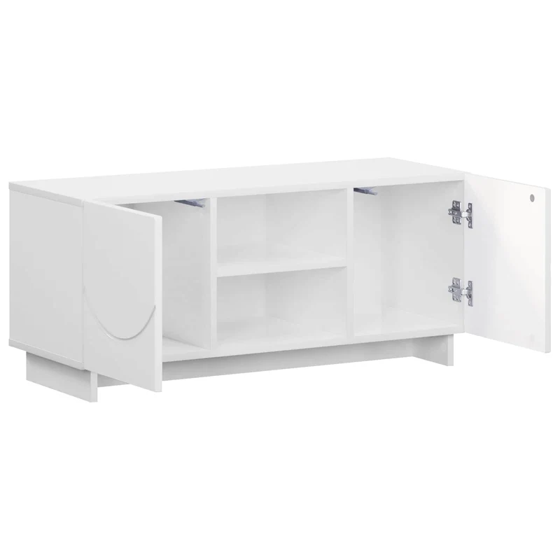 TV Stand 90 x 34.5 x 40 cm High Gloss White Engineered Wood