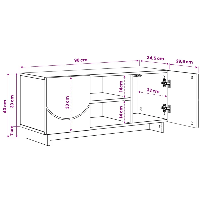 TV Stand 90 x 34.5 x 40 cm Artisan Oak Engineered Wood