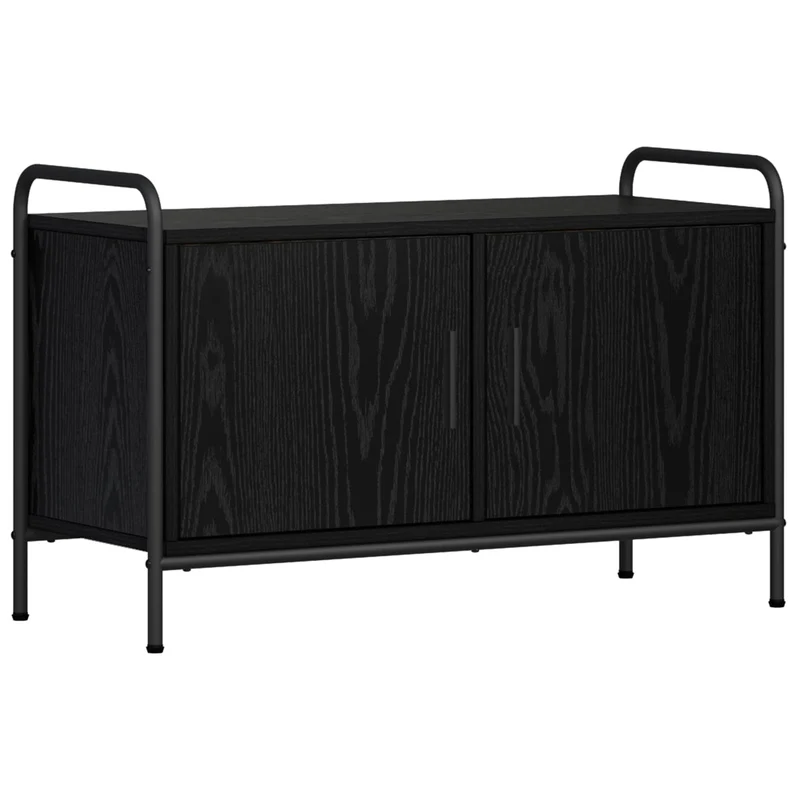TV Cabinet 79.5 x 33 x 50 cm Black Oak Engineered Wood