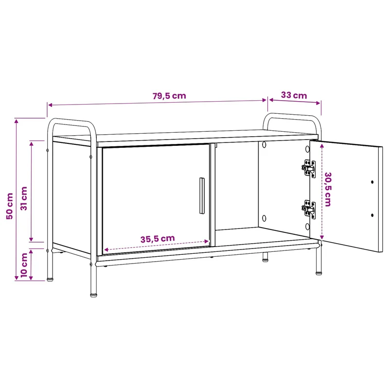 TV Cabinet 79.5 x 33 x 50 cm Black Oak Engineered Wood