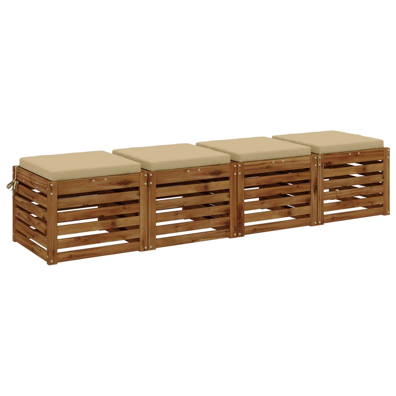 Seat Cushions SOEST 4 pcs 100% Polyester Beige 40 x 40 x 5 cm