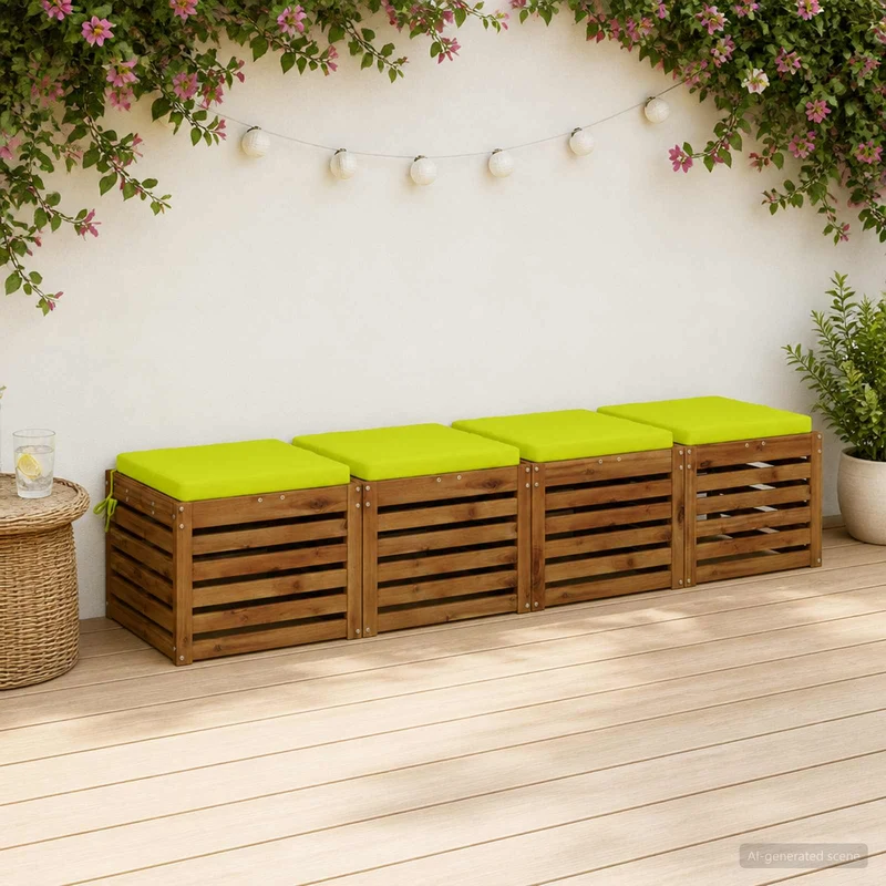 Seat Cushions SOEST 4 pcs 100% Polyester Bright Green