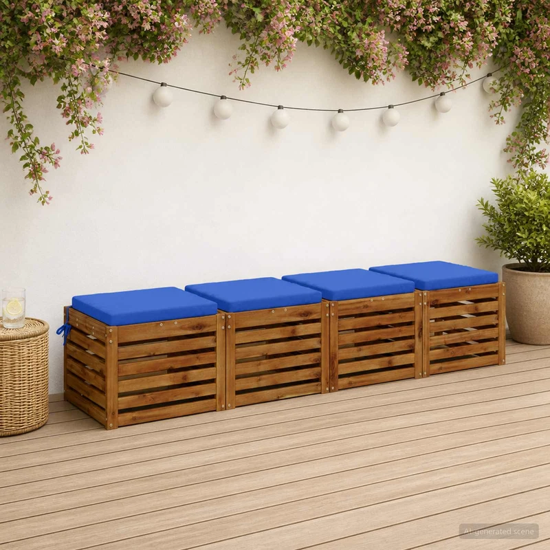 Seat Cushions SOEST 4 pcs 100% Polyester Royal Blue