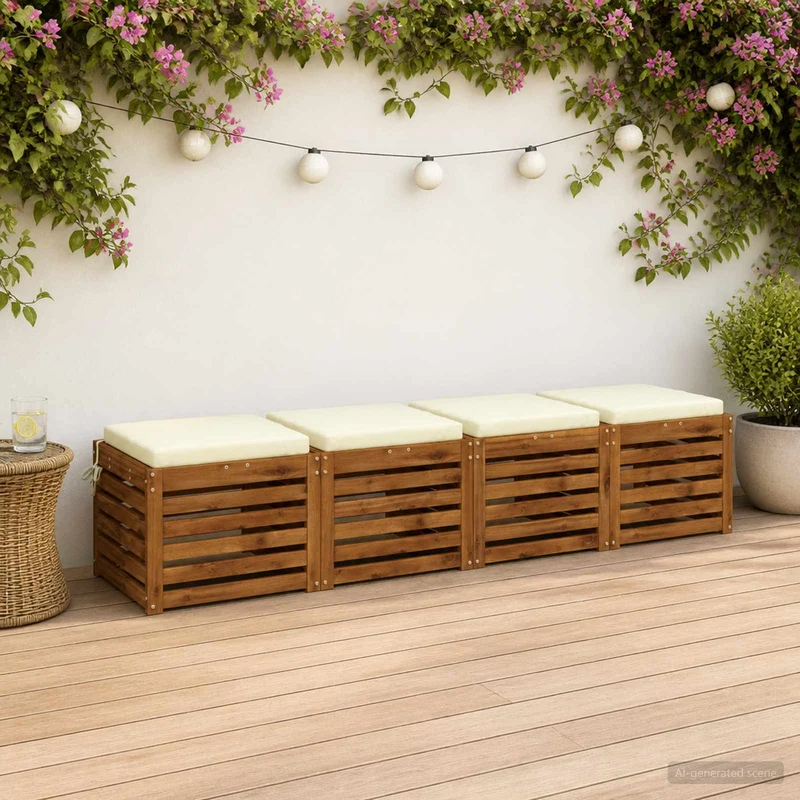 Seat Cushions SOEST 4 pcs 100% Polyester Cream 40 x 40 x 5 cm