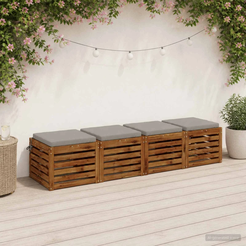 Seat Cushions SOEST 4 pcs 100% Polyester Grey 40 x 40 x 5 cm