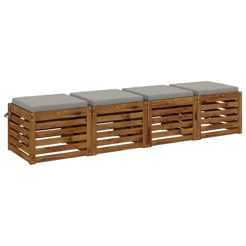 Seat Cushions SOEST 4 pcs 100% Polyester Grey 40 x 40 x 5 cm