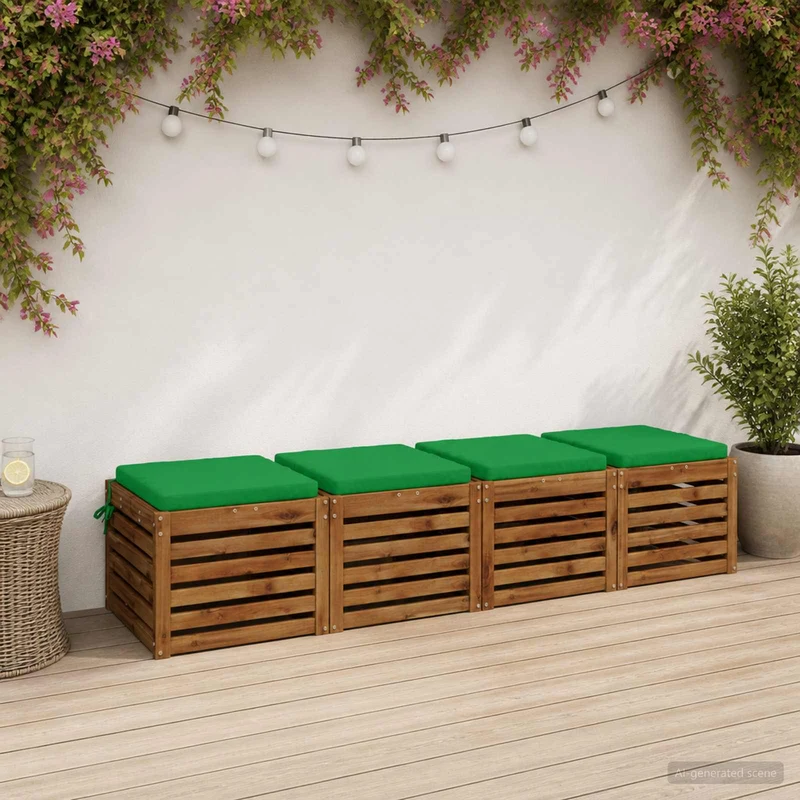 Seat Cushions SOEST 4 pcs 100% Polyester Green 40 x 40 x 5 cm