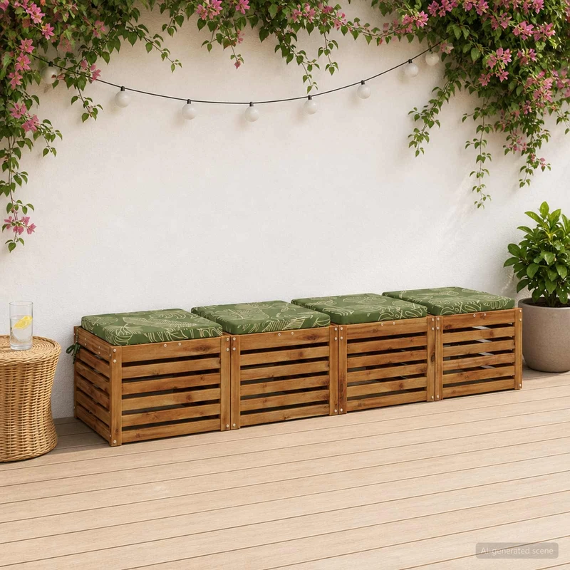 Seat Cushions SOEST 4 pcs 100% Polyester Leaf Design